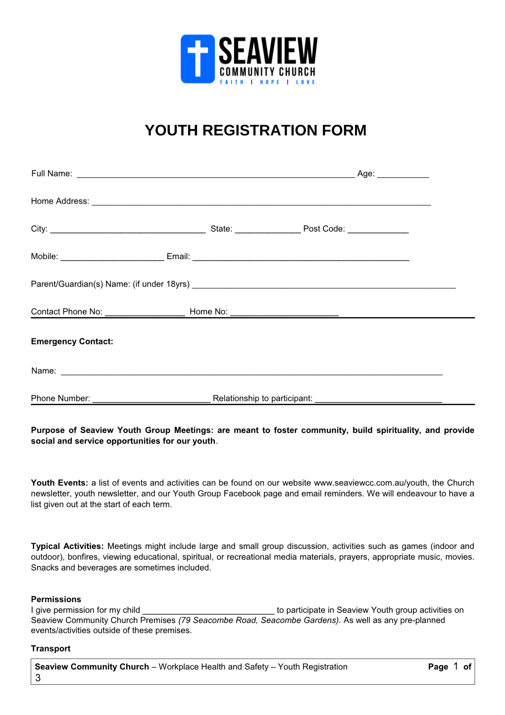 Youth Group Waiver