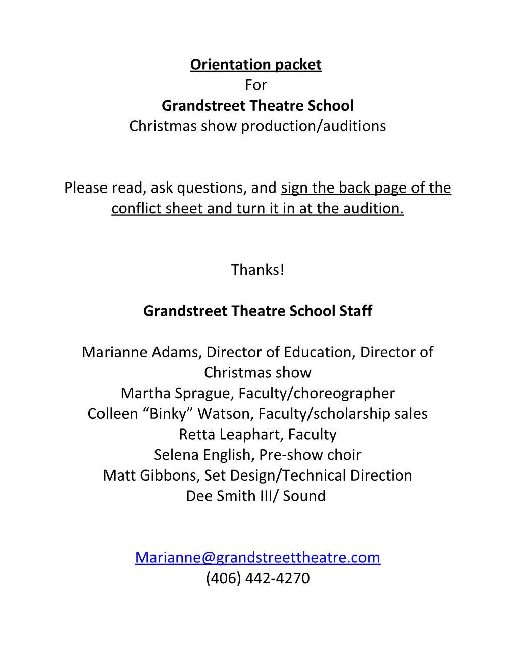 Grandstreet Theatre School