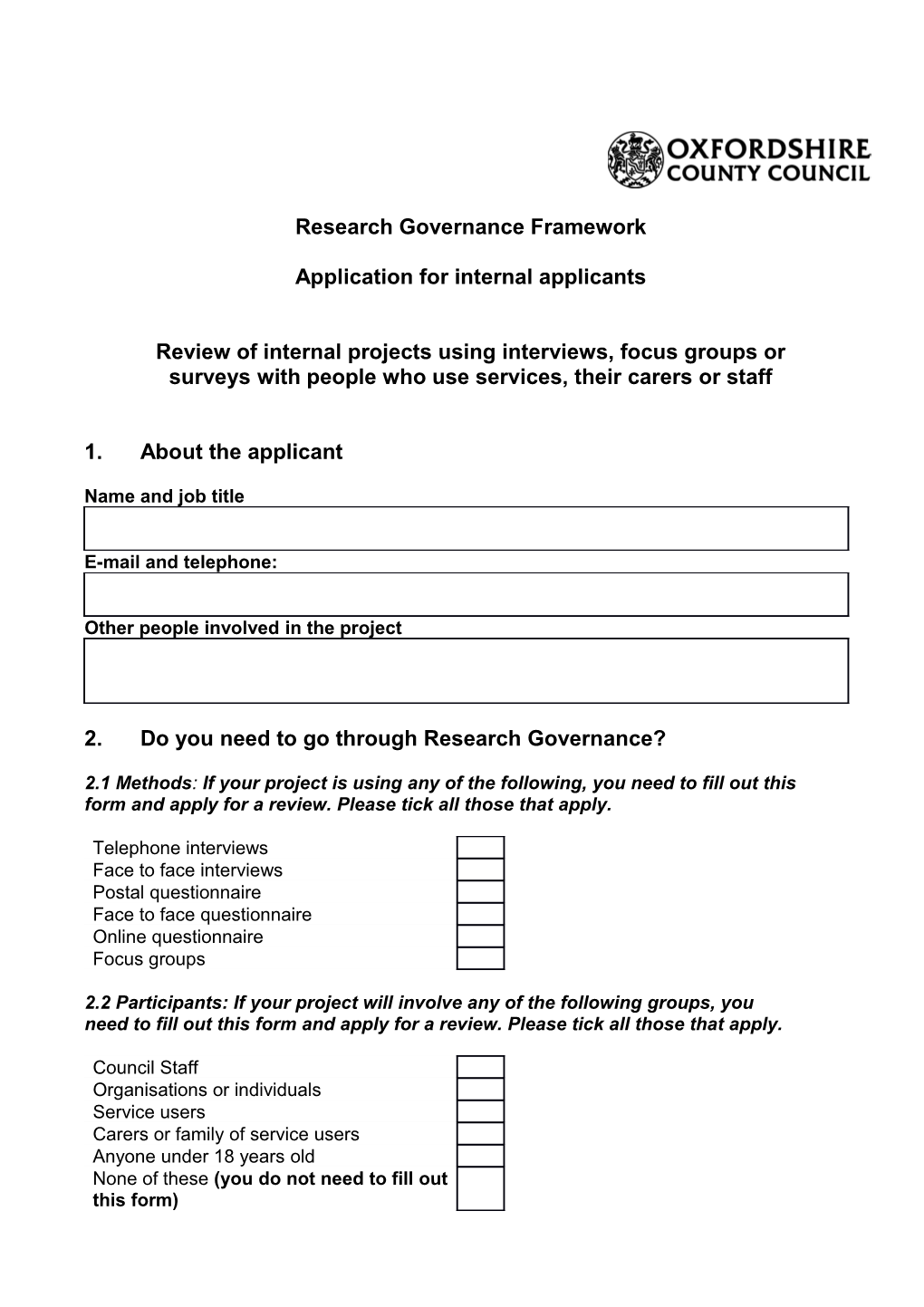 Research Governance Framework