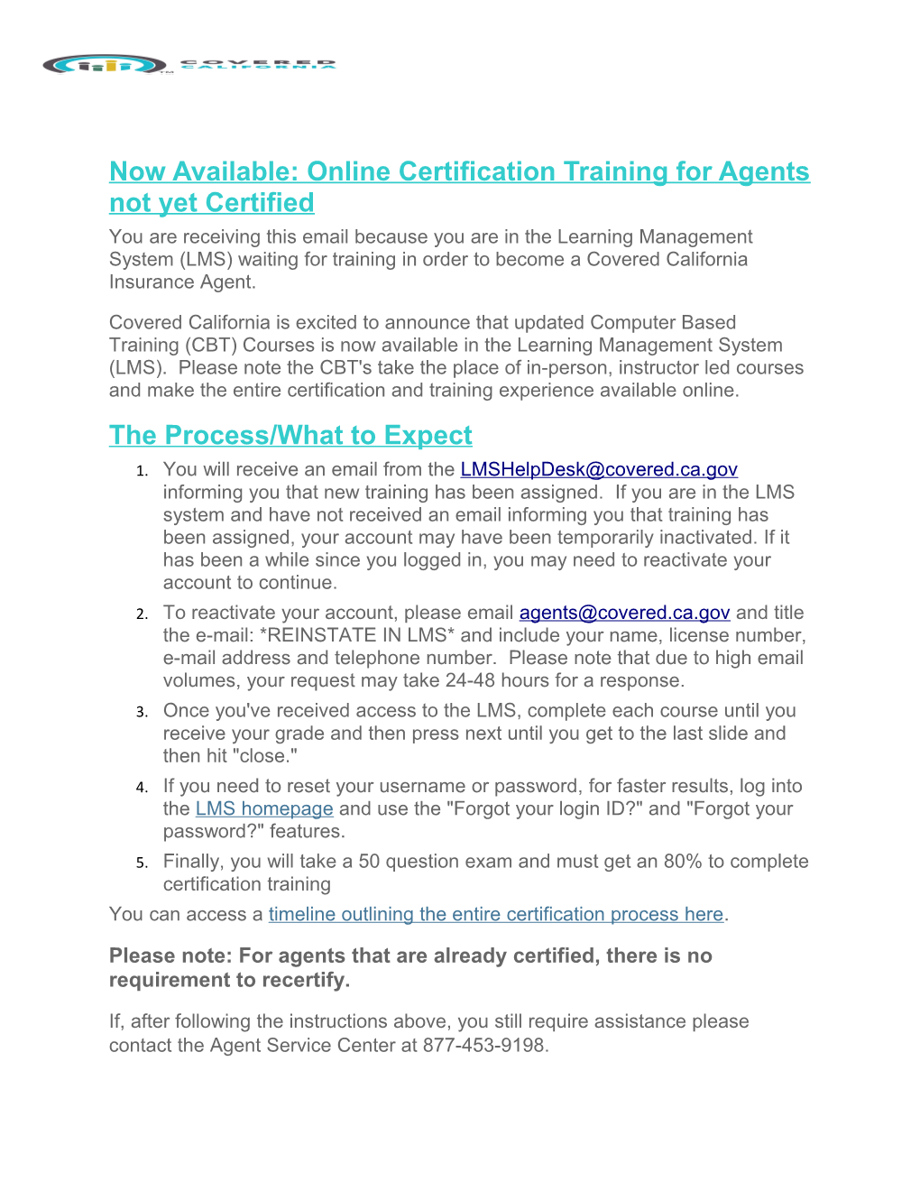 Now Available: Online Certification Training for Agents Not Yet Certified