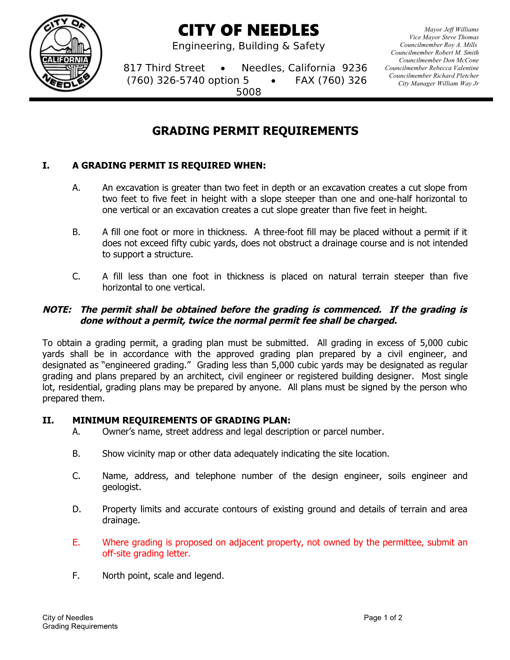 Grading Permit Requirements