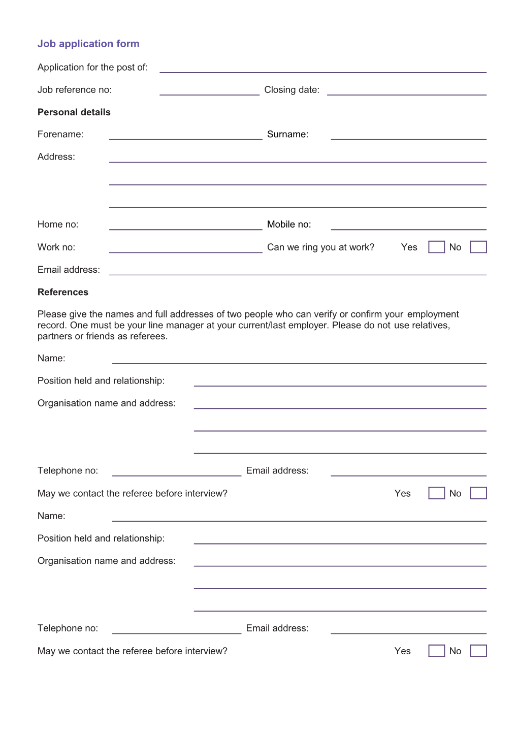 Job Application Form s8