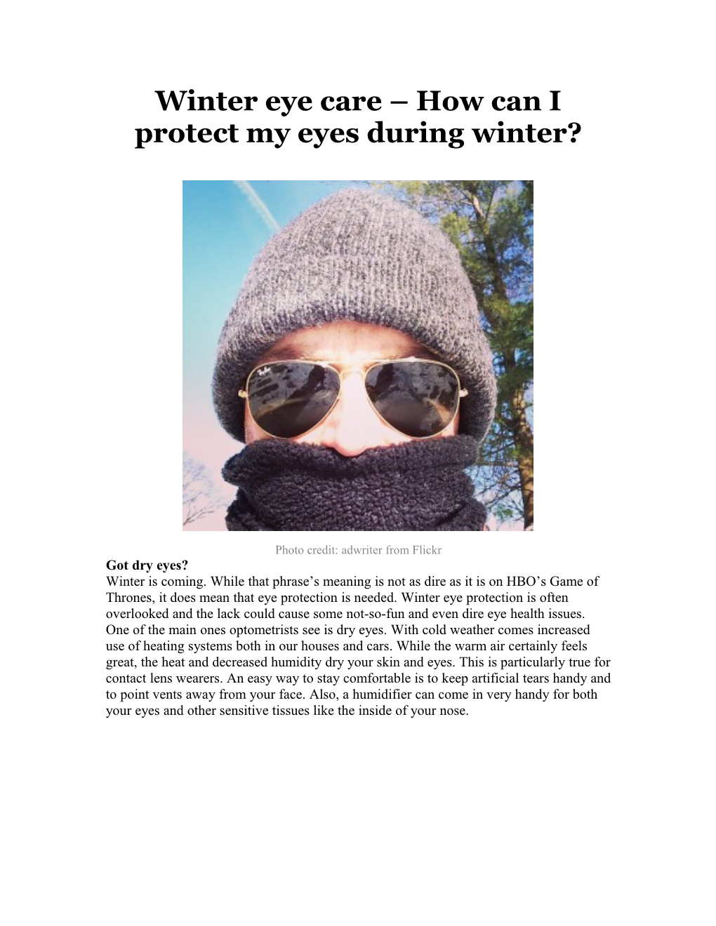 Winter Eye Care How Can I Protect My Eyes Duringwinter?