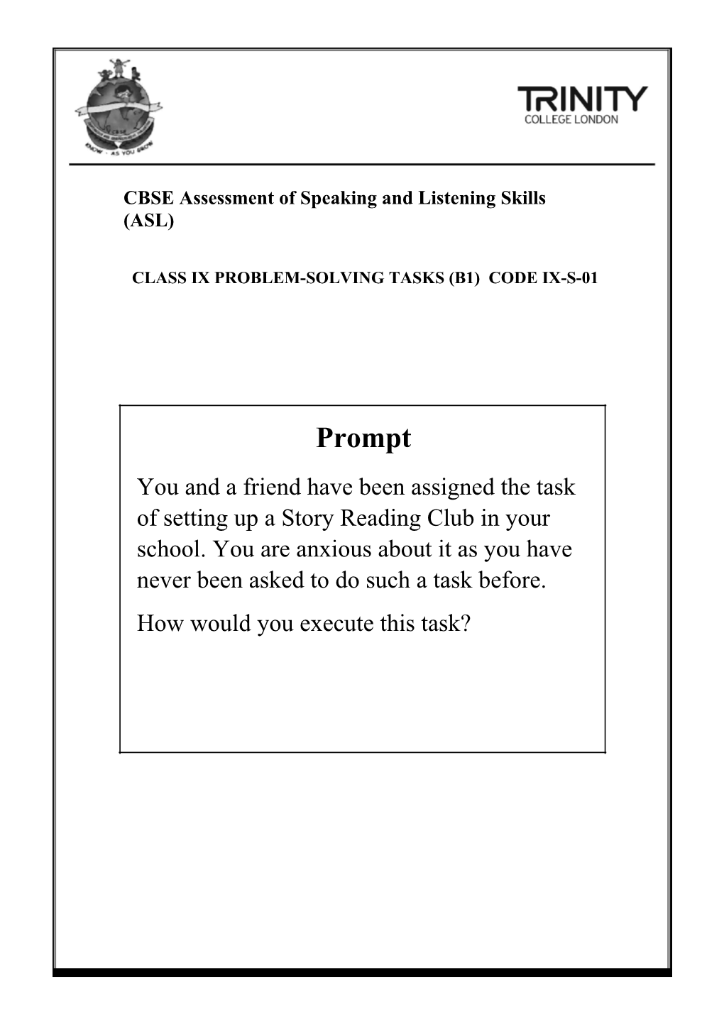 CBSE Assessment of Speaking and Listening Skills (ASL)