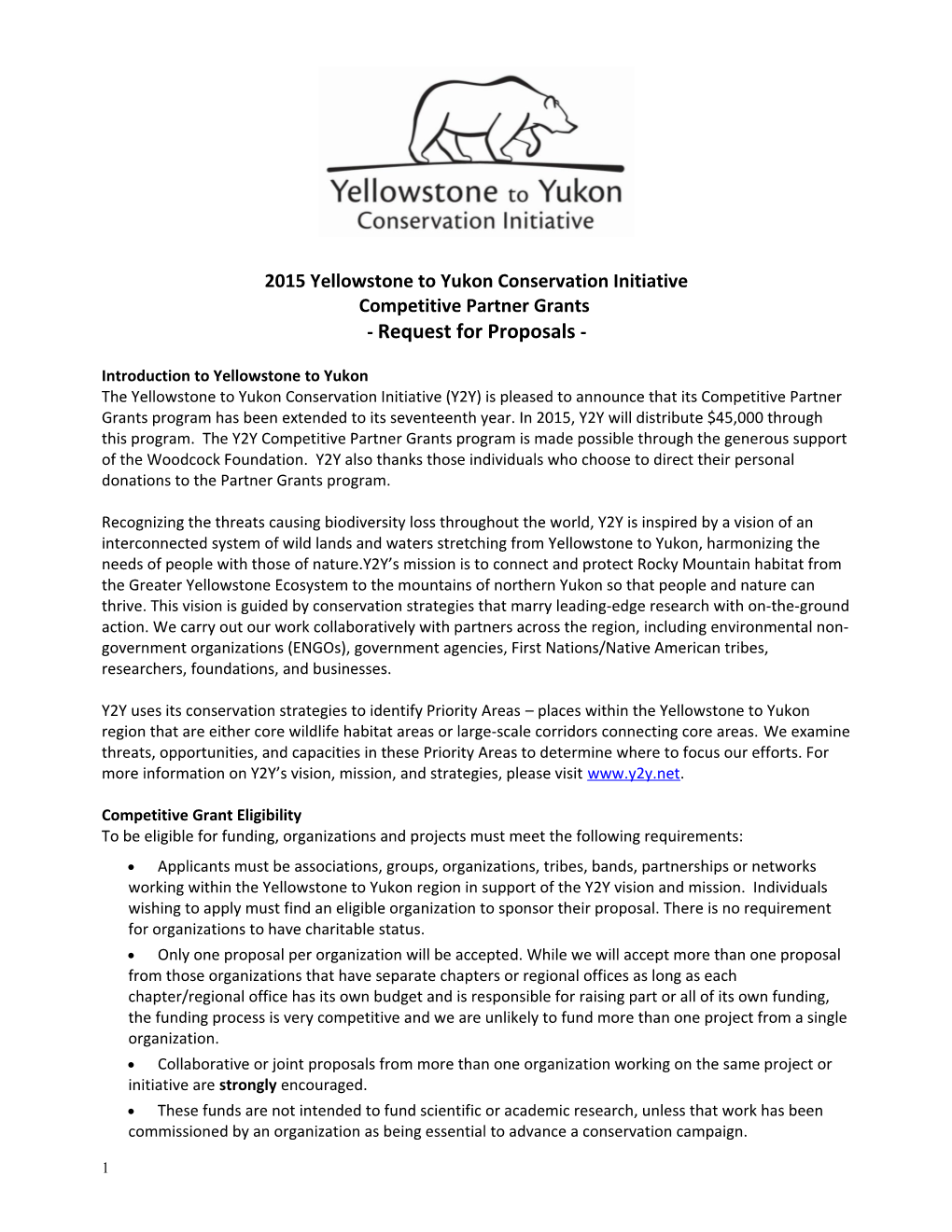 Yellowstone to Yukon Conservation Science Grants Program