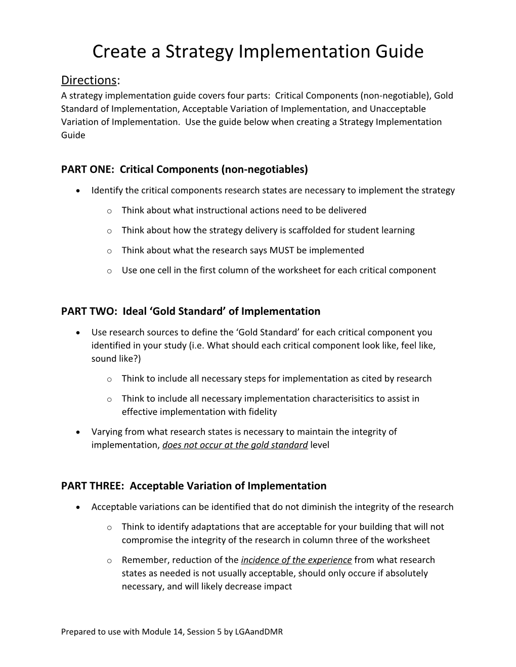 PART ONE: Critical Components (Non-Negotiables)