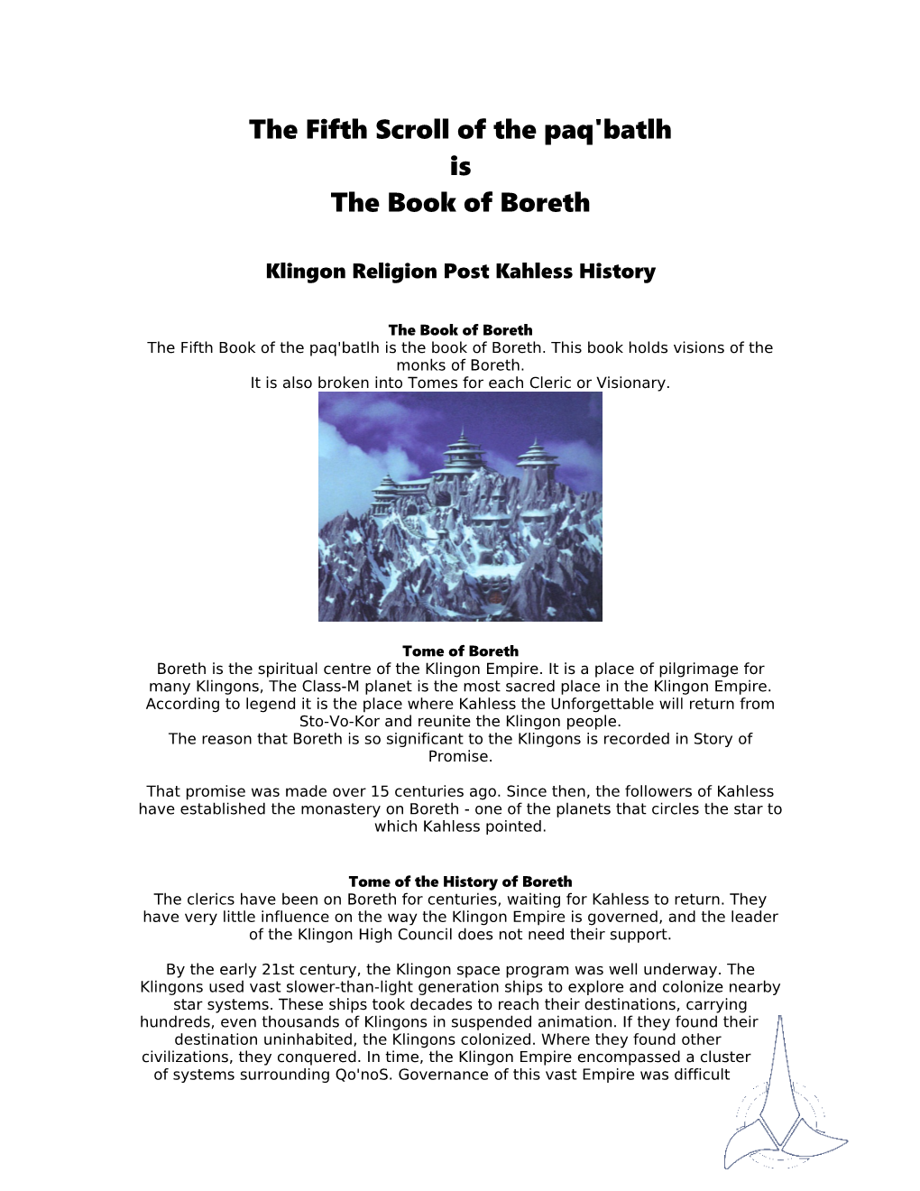 Klingon Religion Post Kahless History