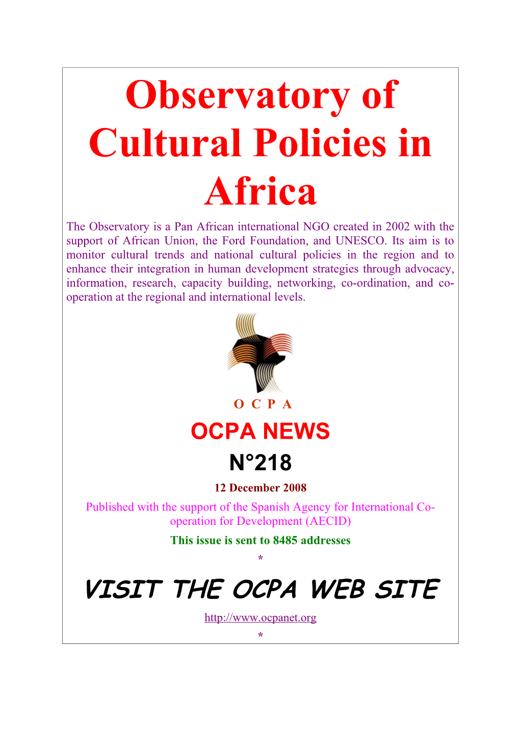 Observatory of Cultural Policies in Africa s3