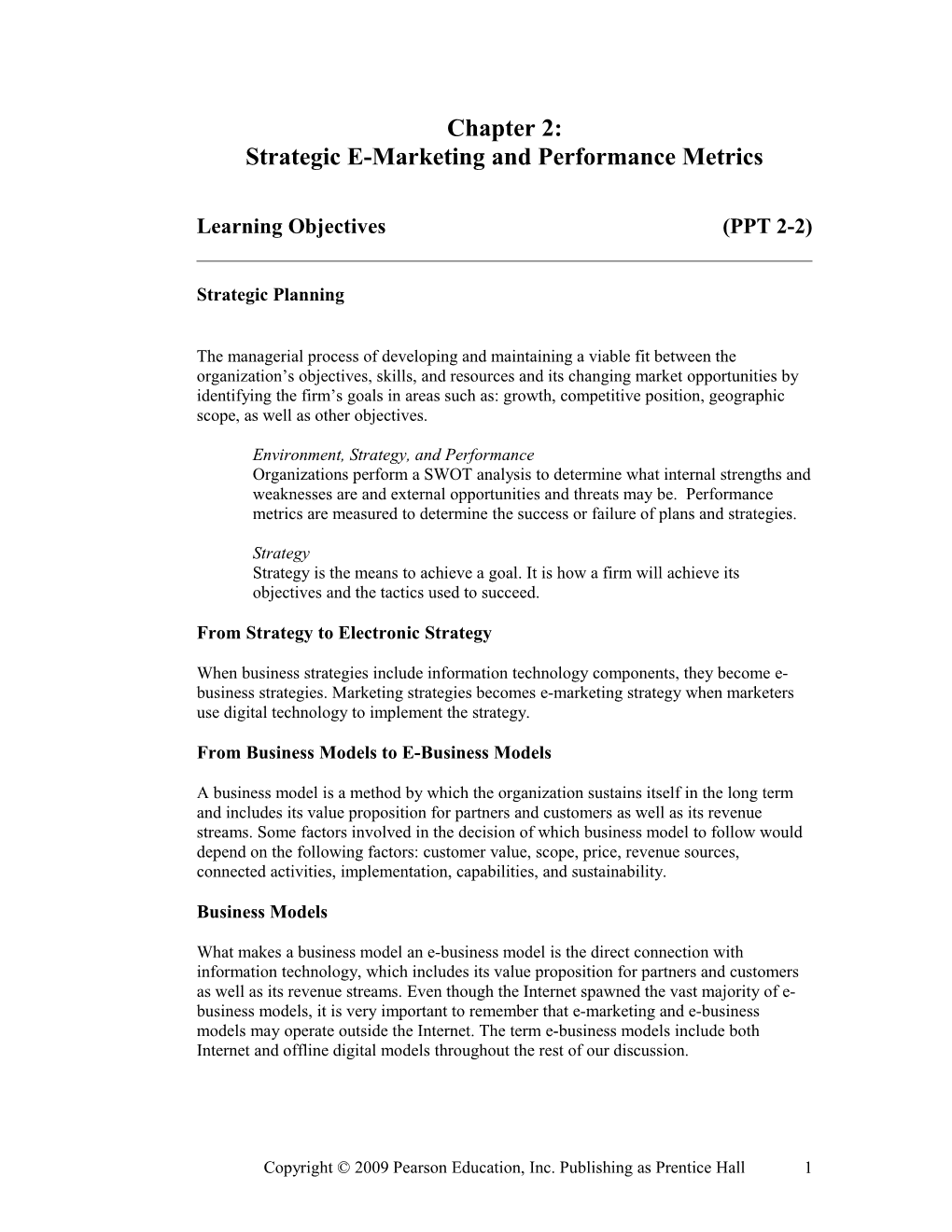 Strategic E-Marketing and Performance Metrics