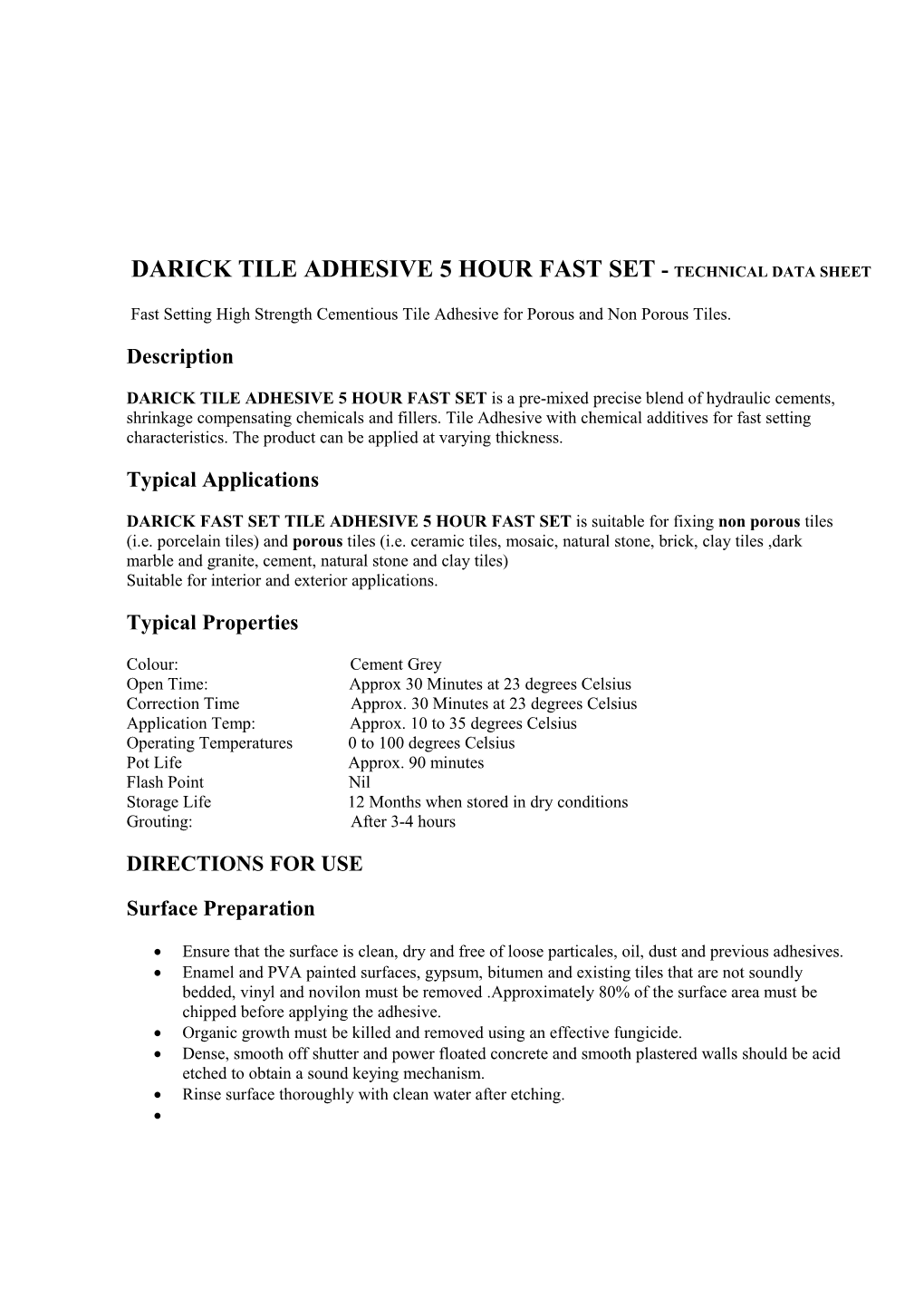 Darick Tile Adhesive