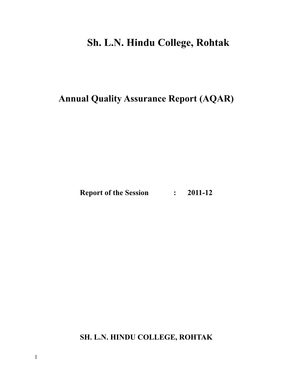 Annual Quality Assurance Report (AQAR)