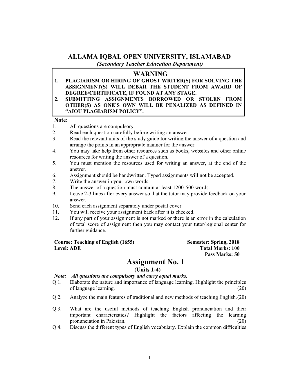 Allama Iqbal Open University, Islamabad s2