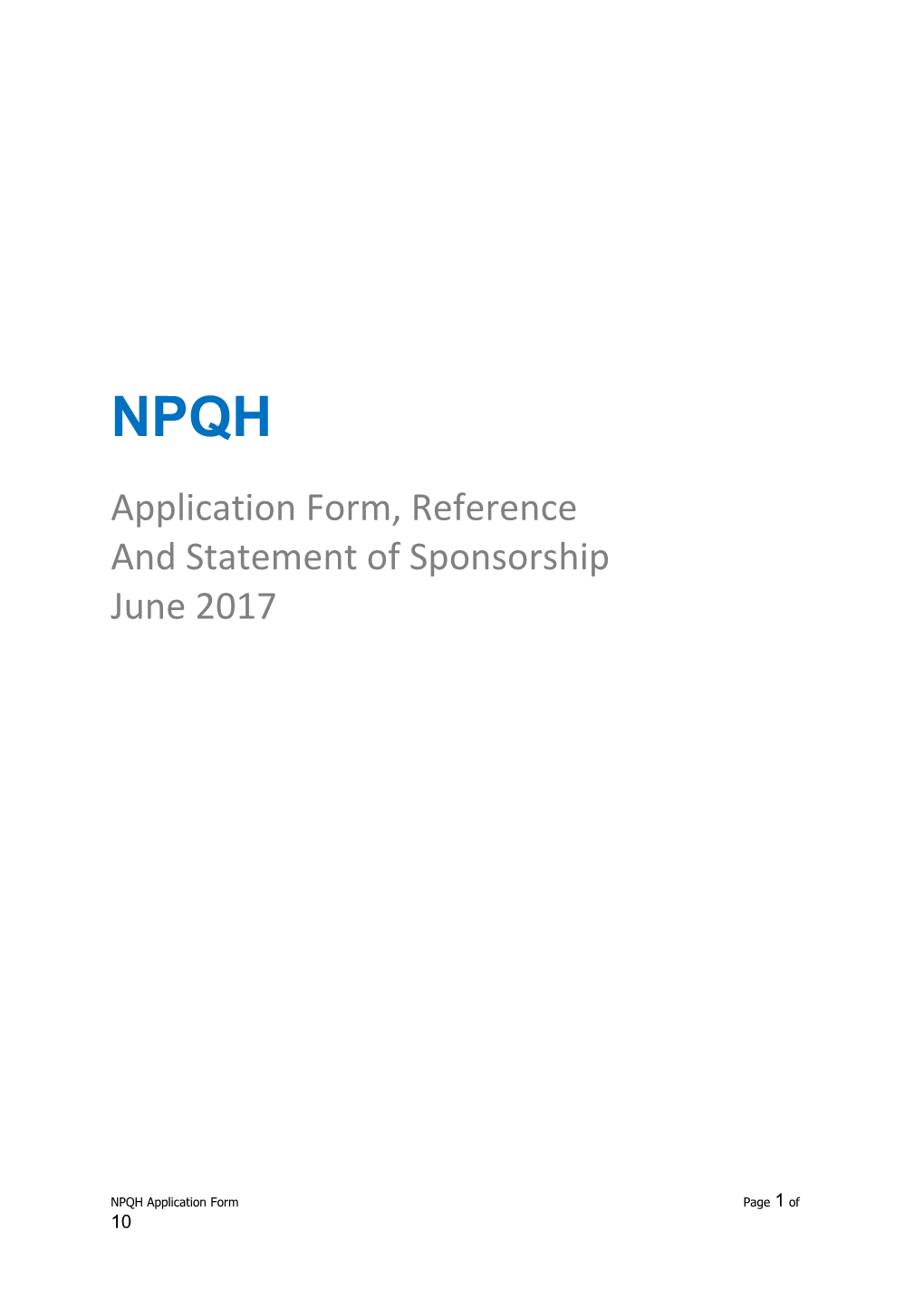 NPQH Application Form