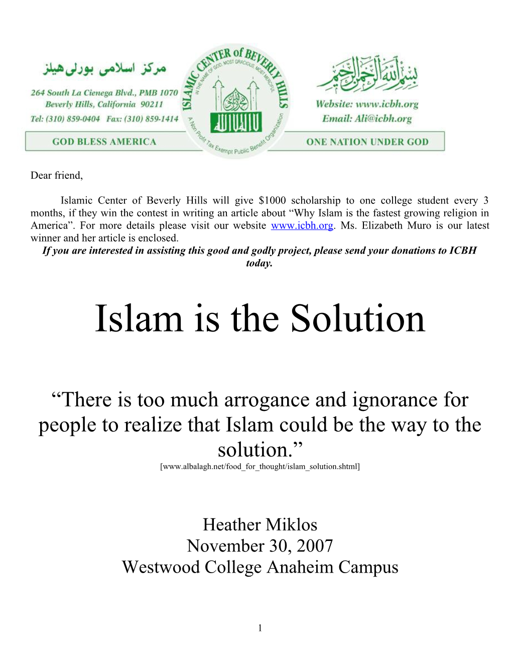 Islam Is the Solution