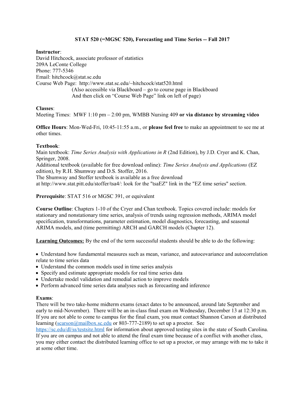 STAT 520 (=MGSC 520), Forecasting and Time Series Fall 2017