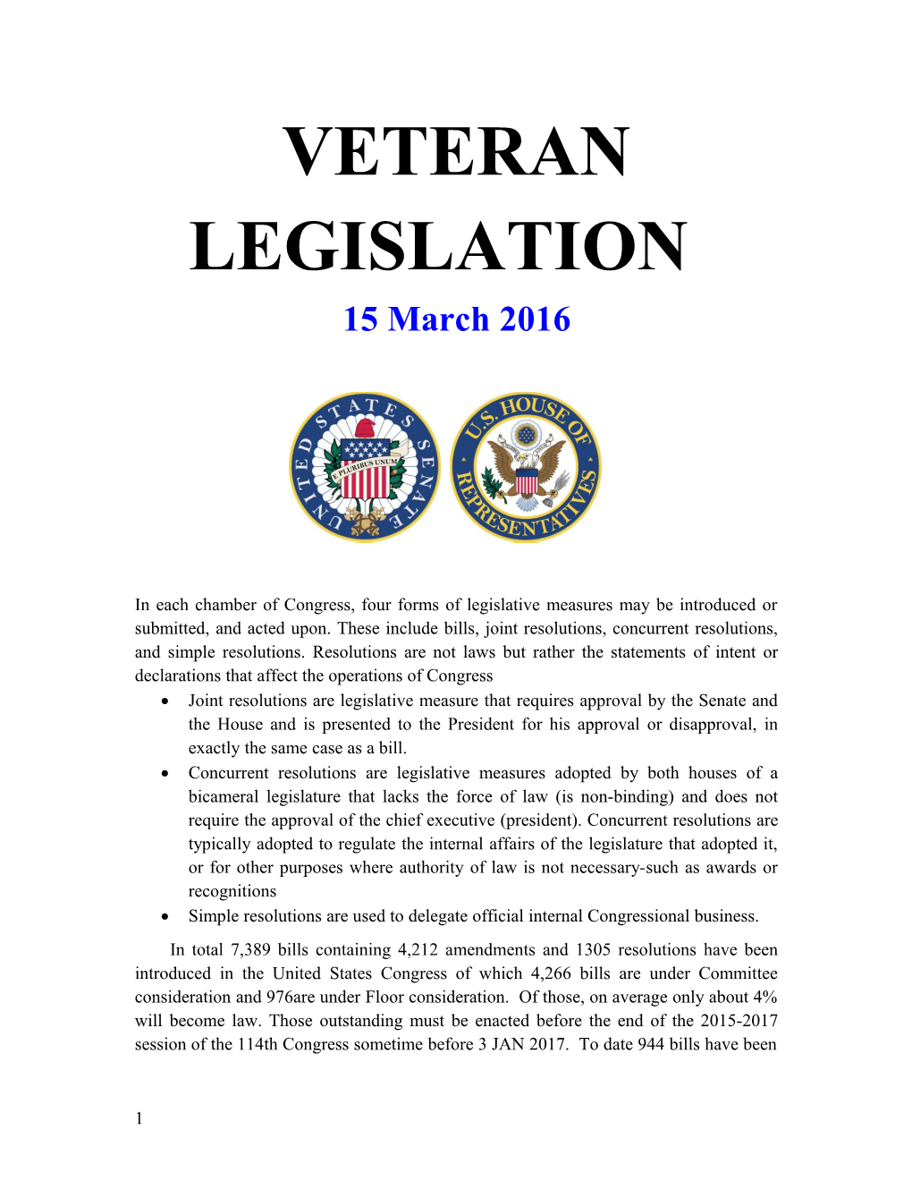 Veteran Legislation