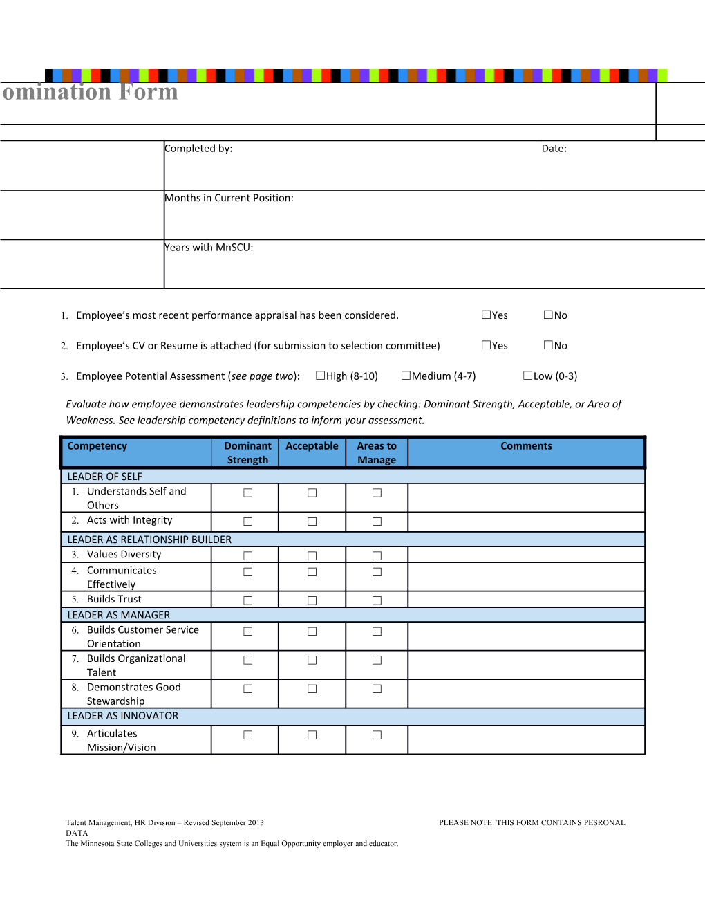 Acceleration Pool Nomination Form