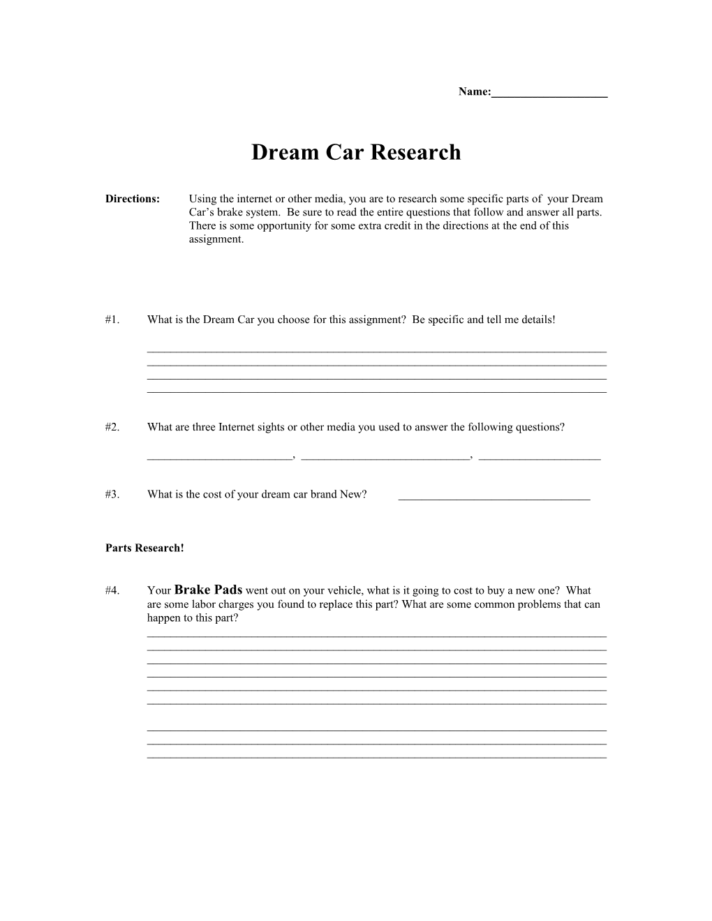 Dream Car Research