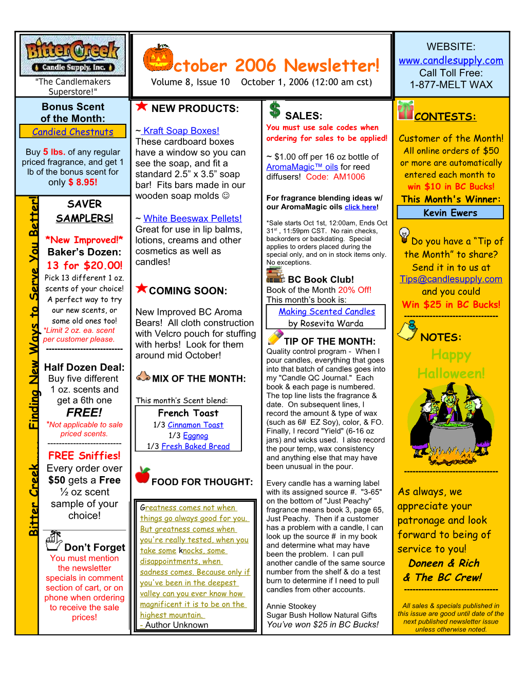 Ctober 2006 Newsletter!