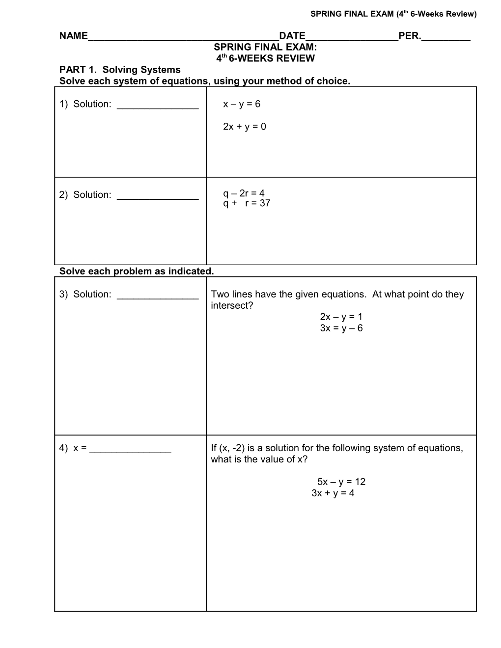 Spring Final Exam