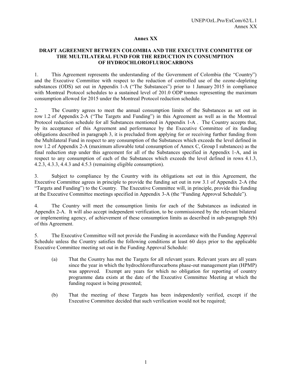 Draft Agreement - Colombia