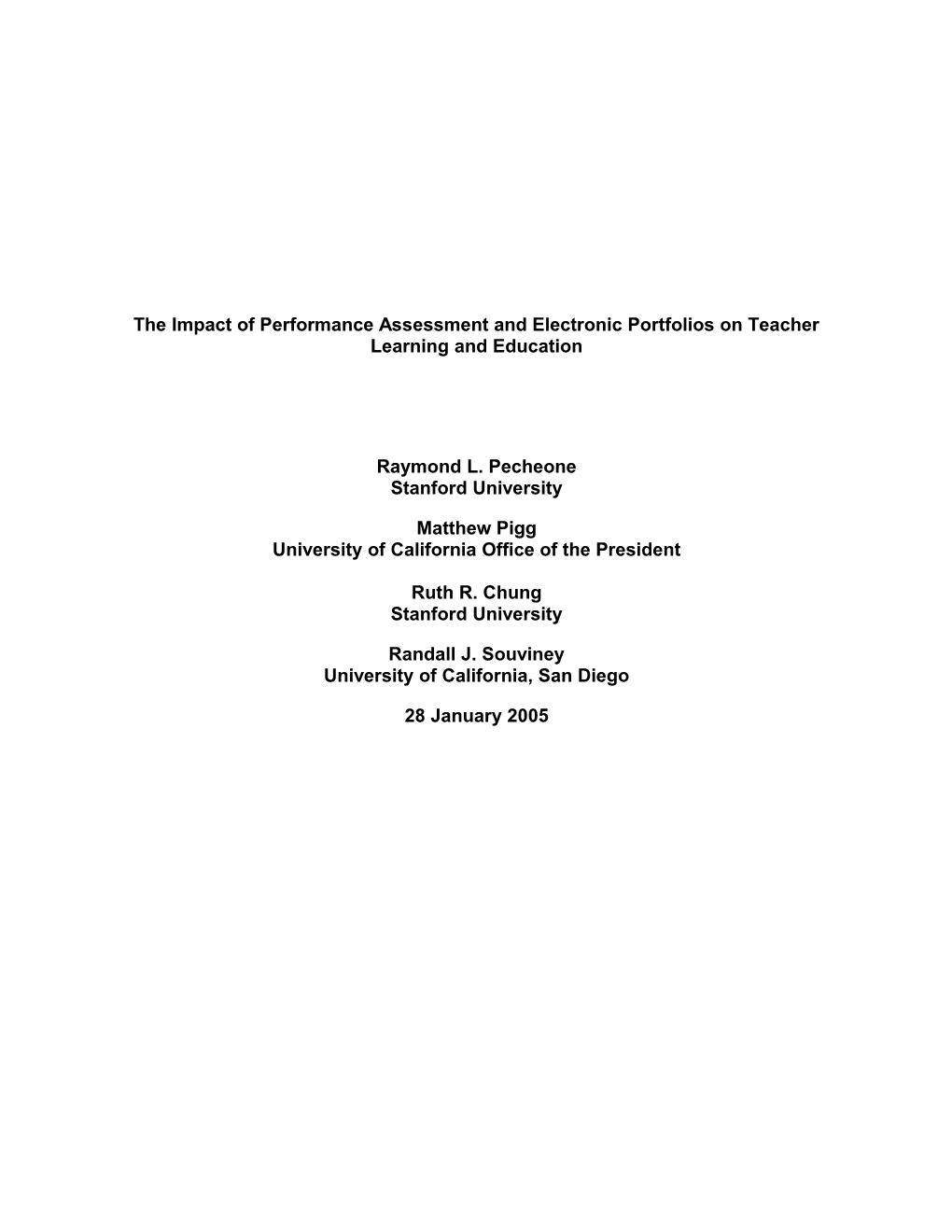 The Impact of Performance Assessment and Electronic Portfolios on Teacher Learning And