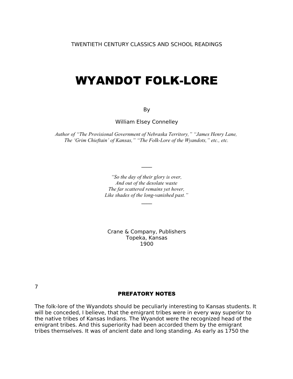 Wyandot Folk-Lore