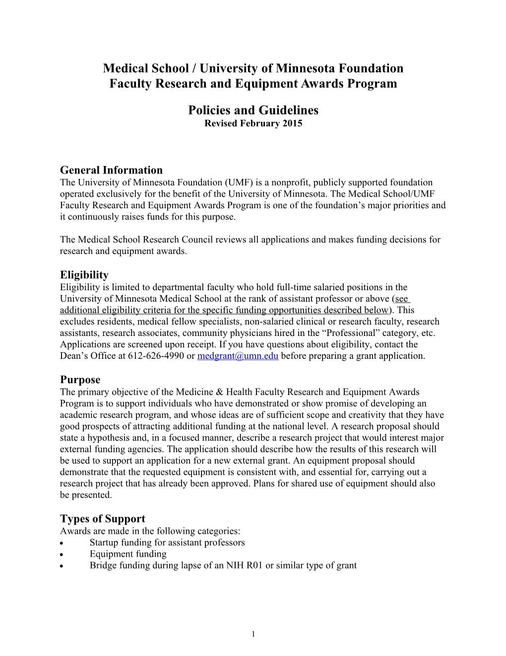 Faculty Research and Equipment Grants Program Policies and Guidelines