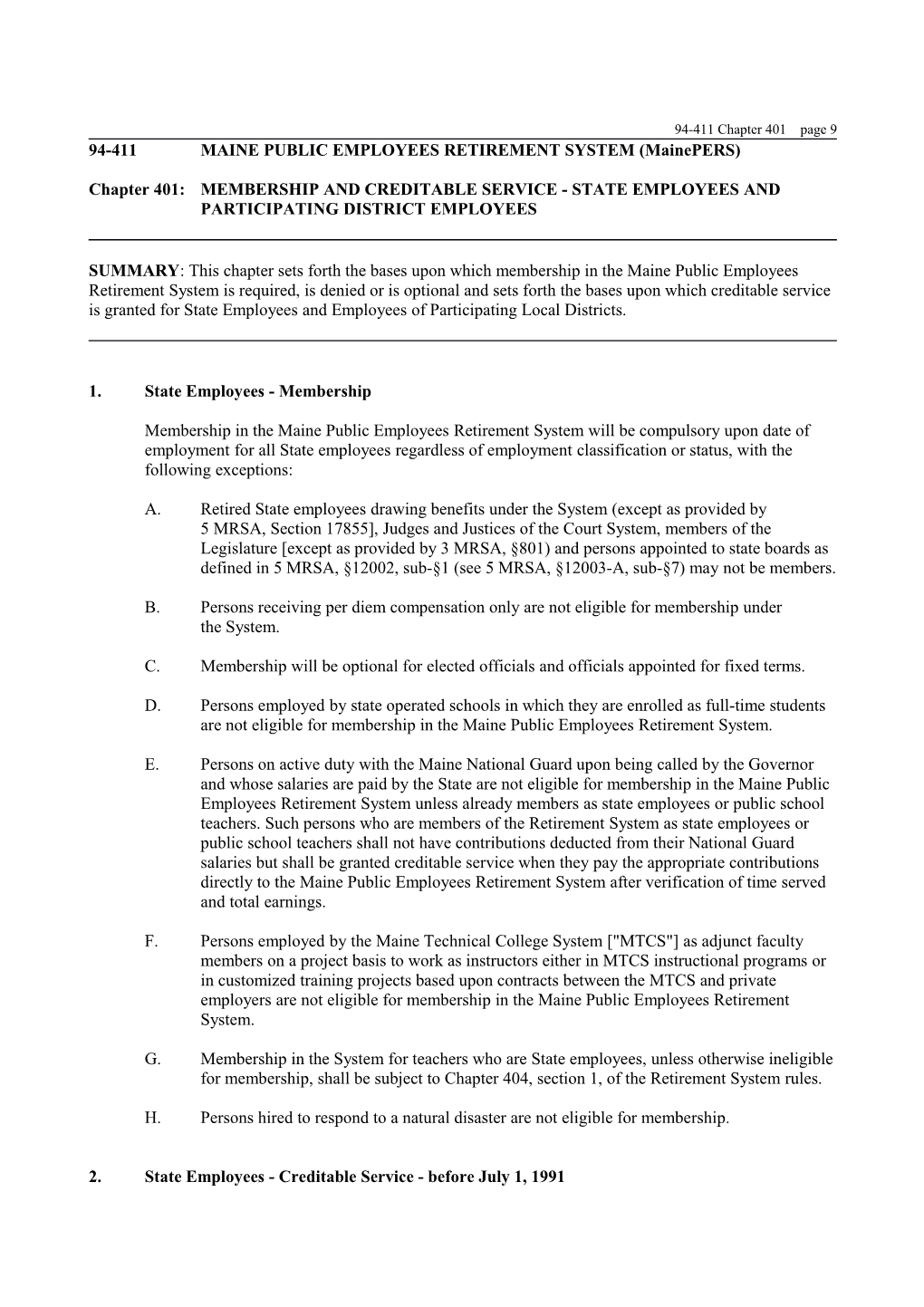 94-411 MAINE PUBLIC EMPLOYEES RETIREMENT SYSTEM (Mainepers)