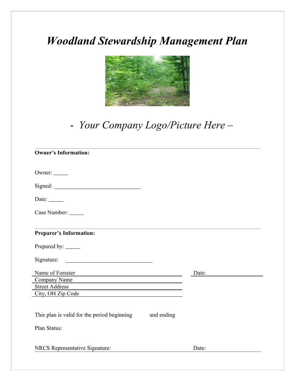 Woodland Stewardship Management Plan