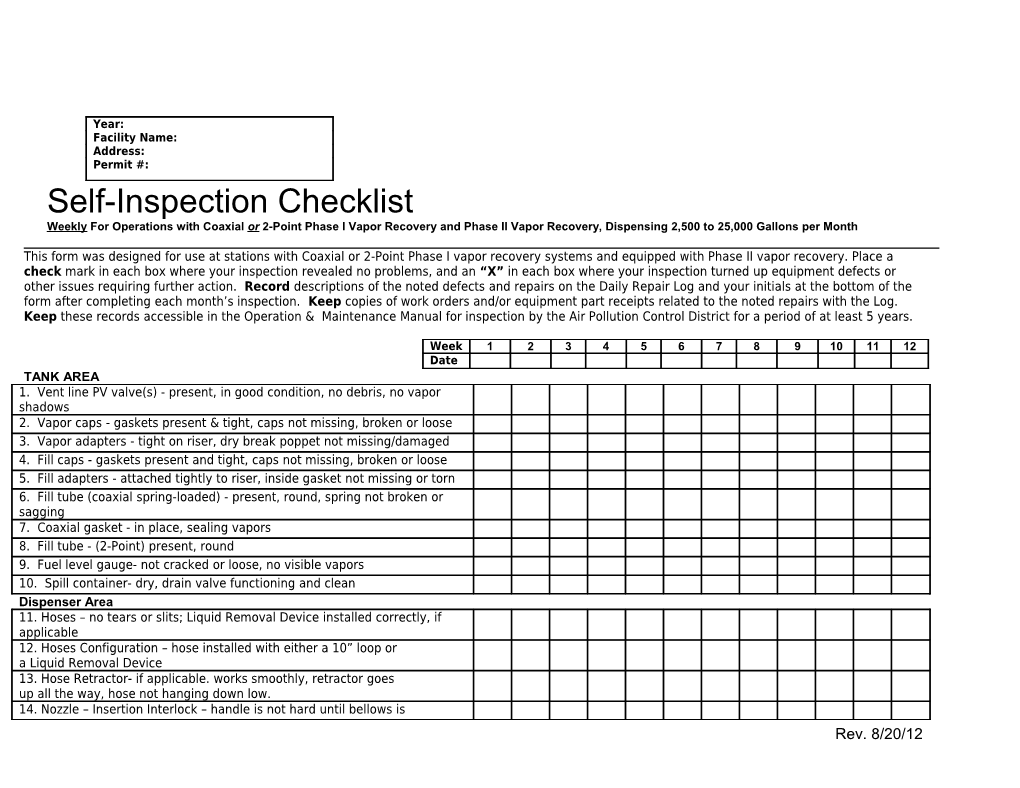 Self-Inspection Checklist s1
