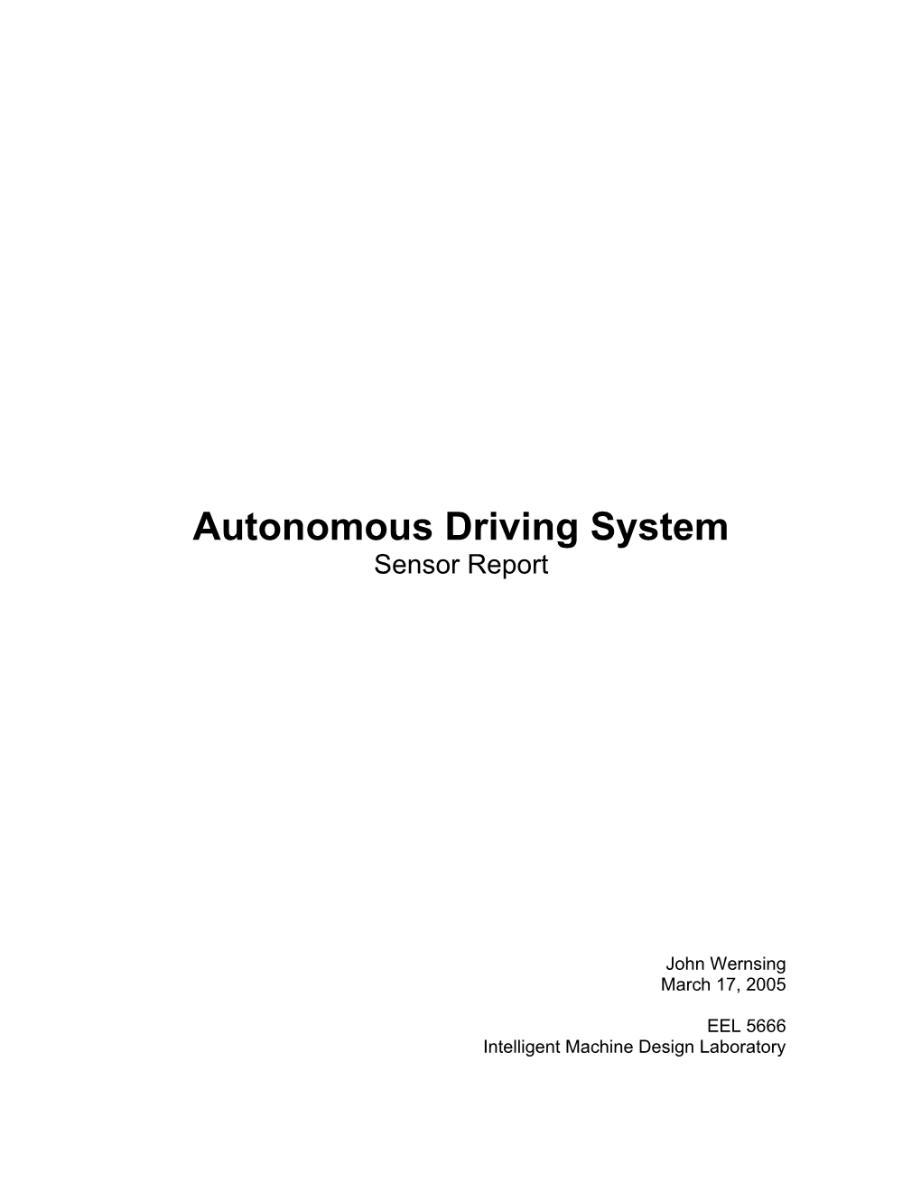 Autonomous Driving System