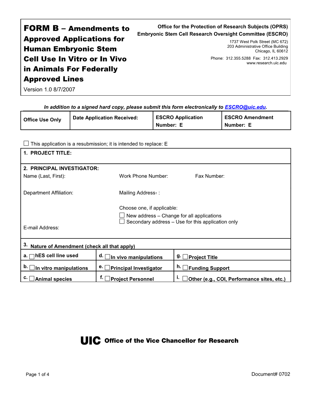 FORM a - Protocol for Animal Use