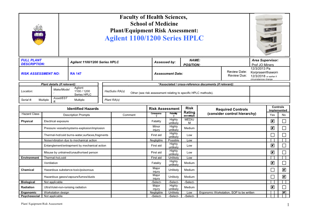 Record of Risk Assessment s1