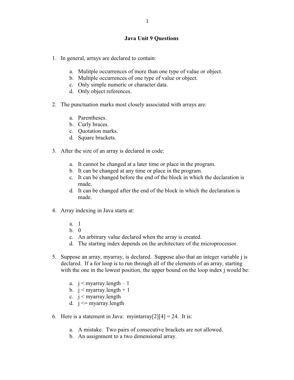 Chapter 12 Multiple Choice Questions