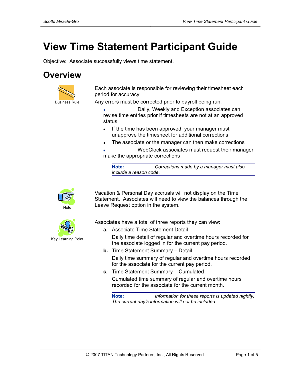 View Time Statement Participant Guide