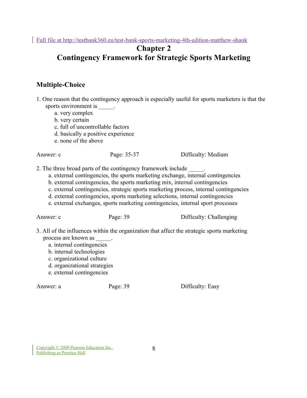 Contingency Framework for Strategic Sports Marketing