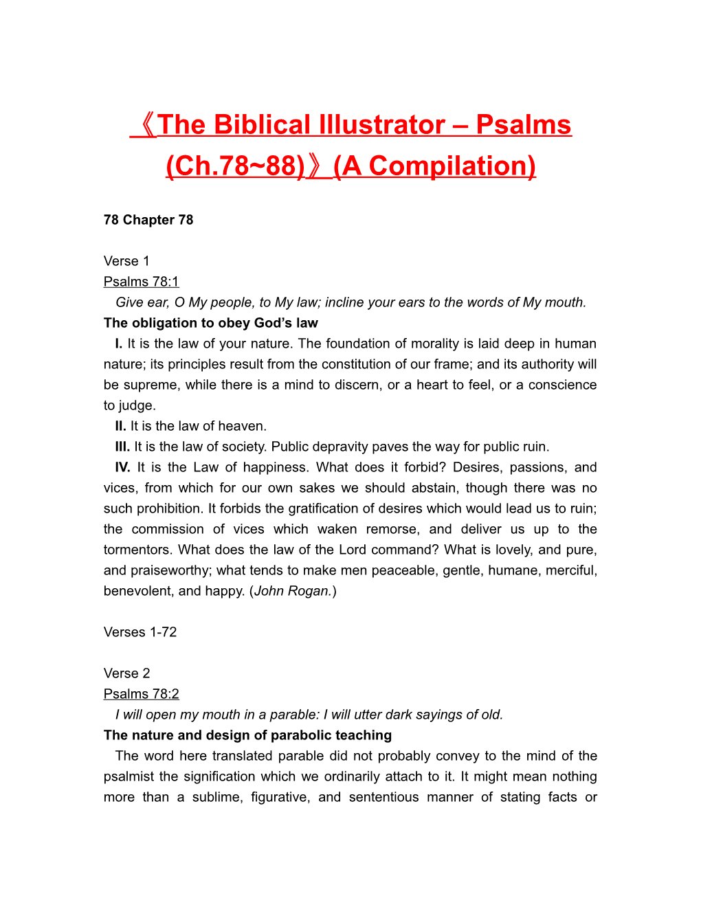 The Biblical Illustrator Psalms (Ch.78 88) (A Compilation)