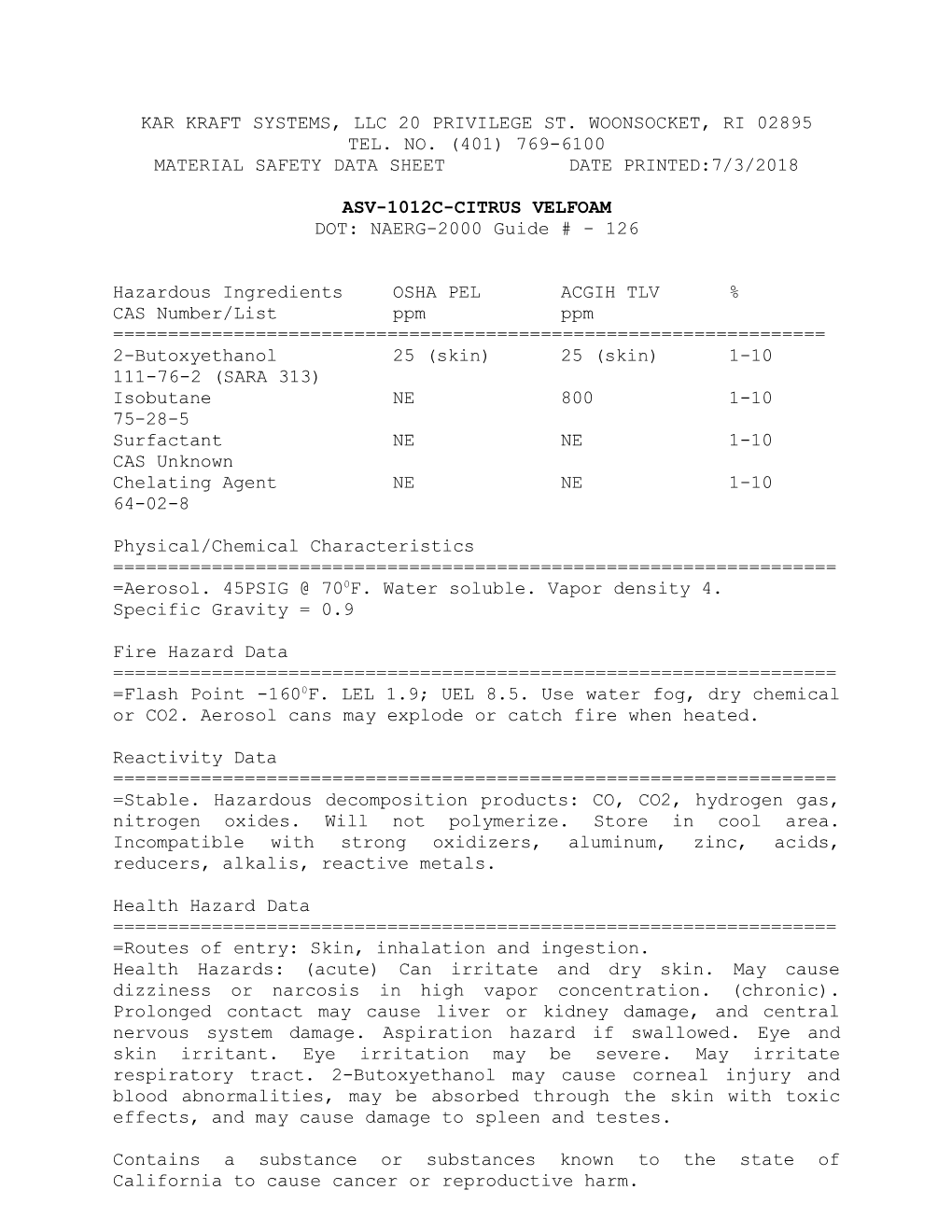 Kar Kraft Systems, Llc 20 Privilege St