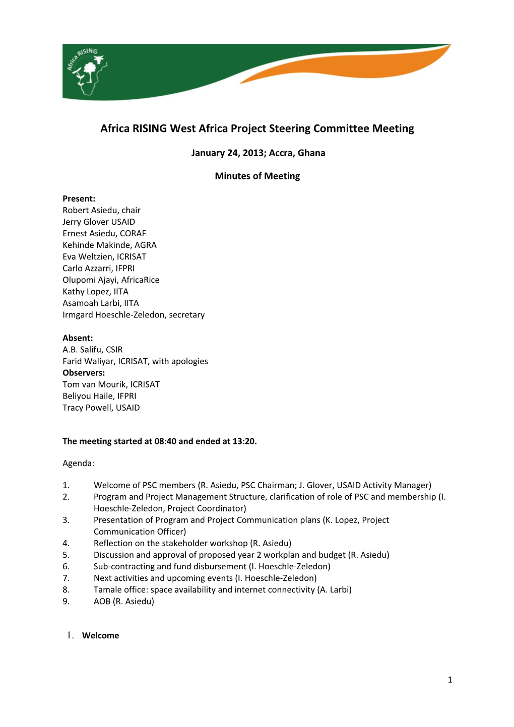 Africa RISING West Africaprojectsteering Committee Meeting
