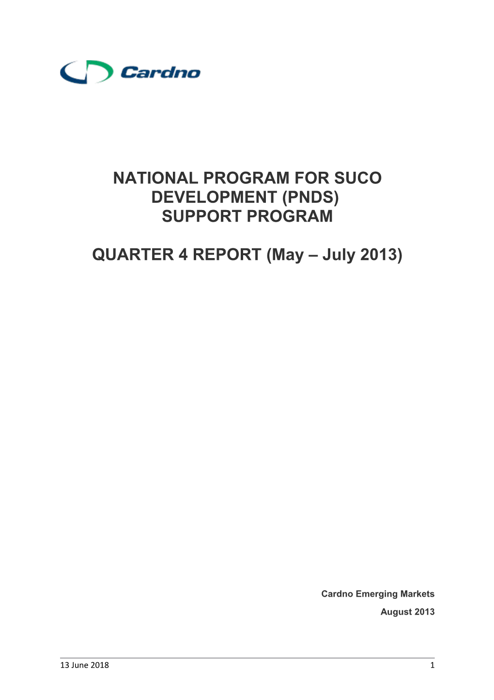 National Program for Suco Development (Pnds)