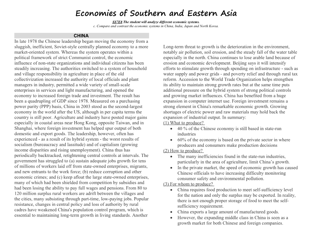 UNIT 3 MIDDLE EAST - Economics