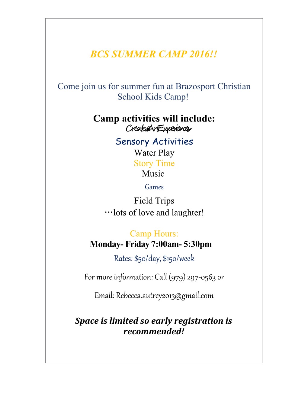 Bcs Summer Camp 2016