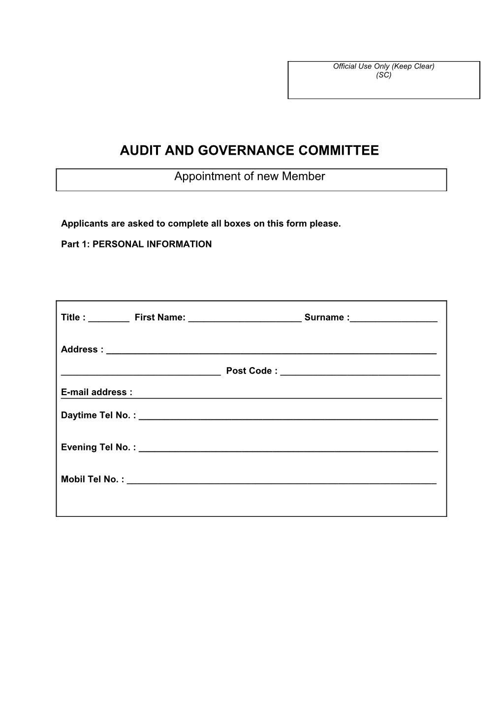 Audit and Governance Committee