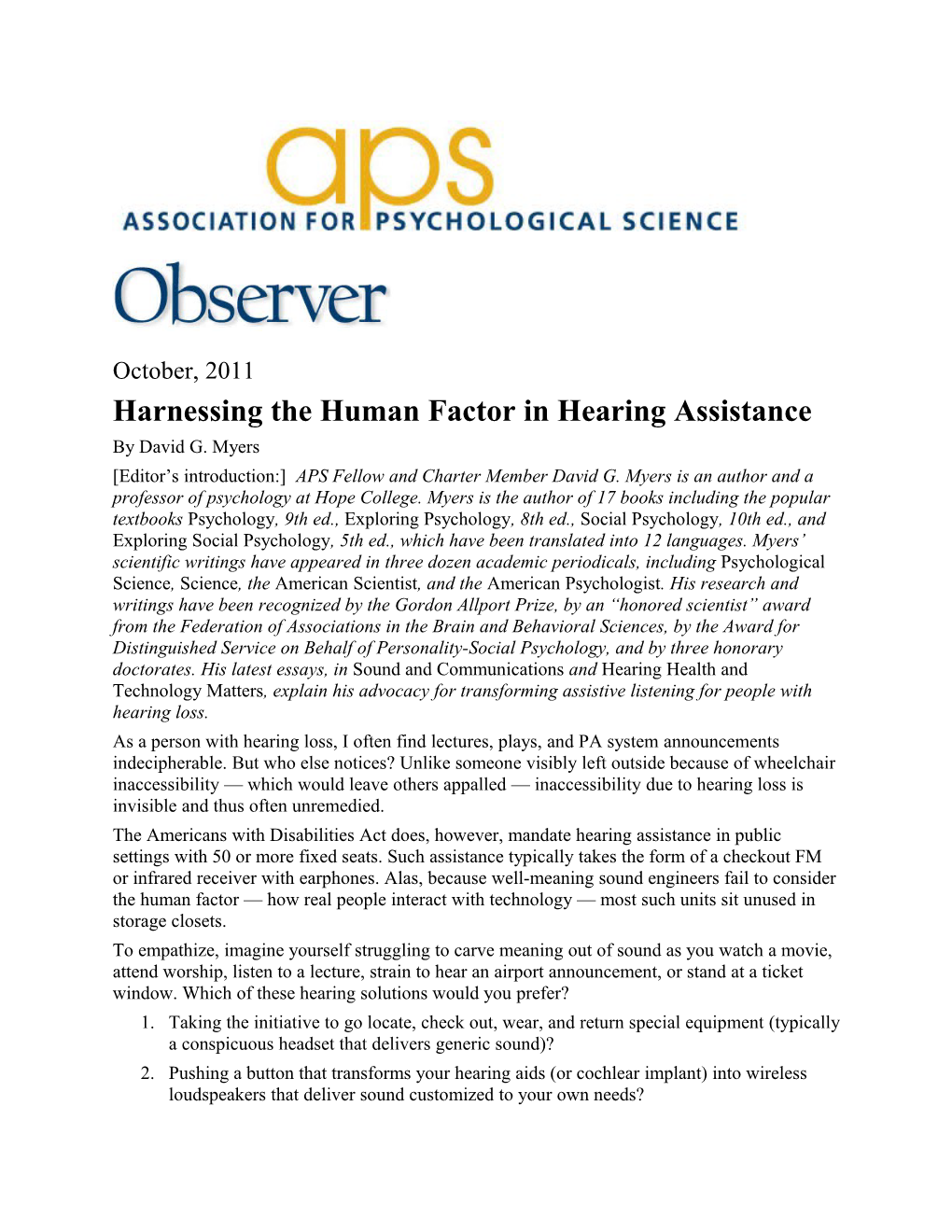 Harnessing the Human Factor in Hearing Assistance