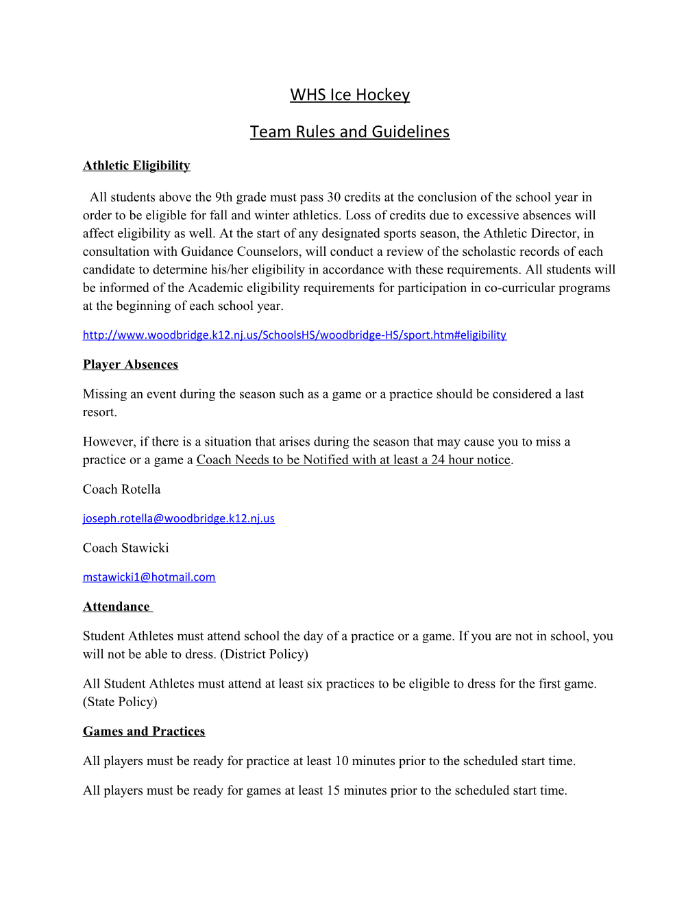 Team Rules and Guidelines