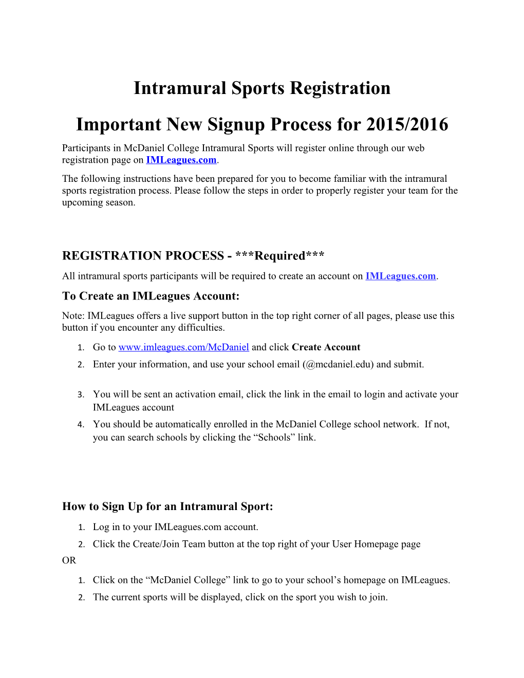 Important New Signup Process for 2015/2016