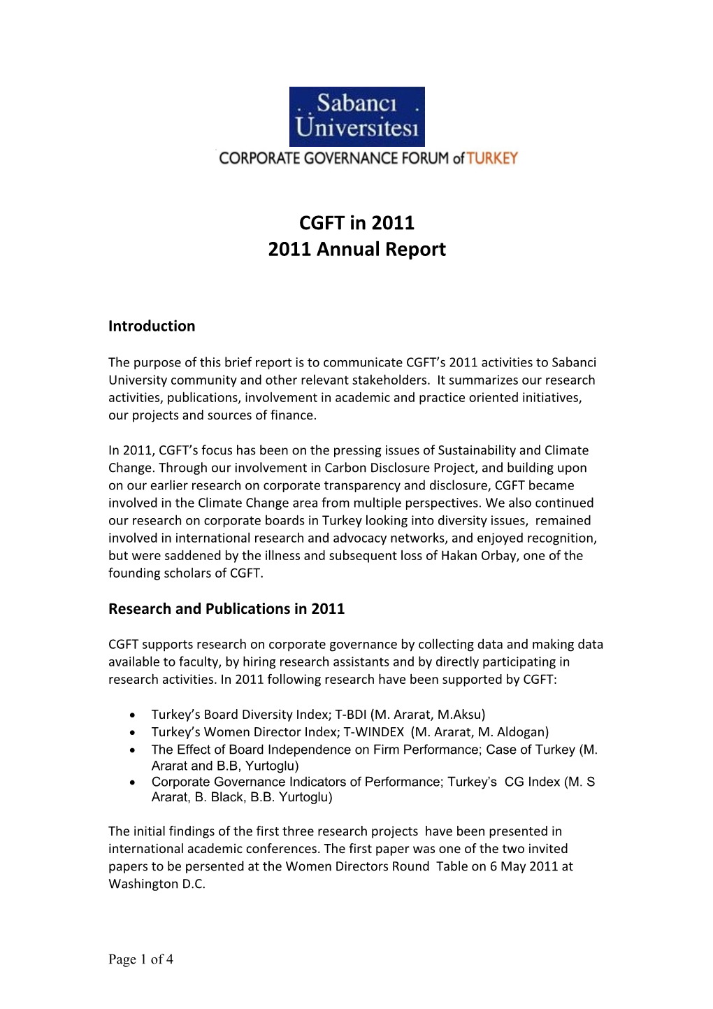 2005 CGFT Activities Summary