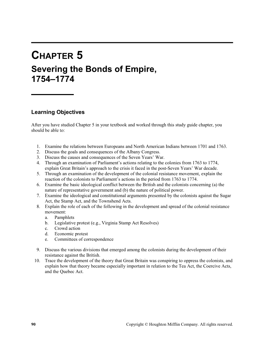 Severing the Bonds of Empire, 1754 1774 113
