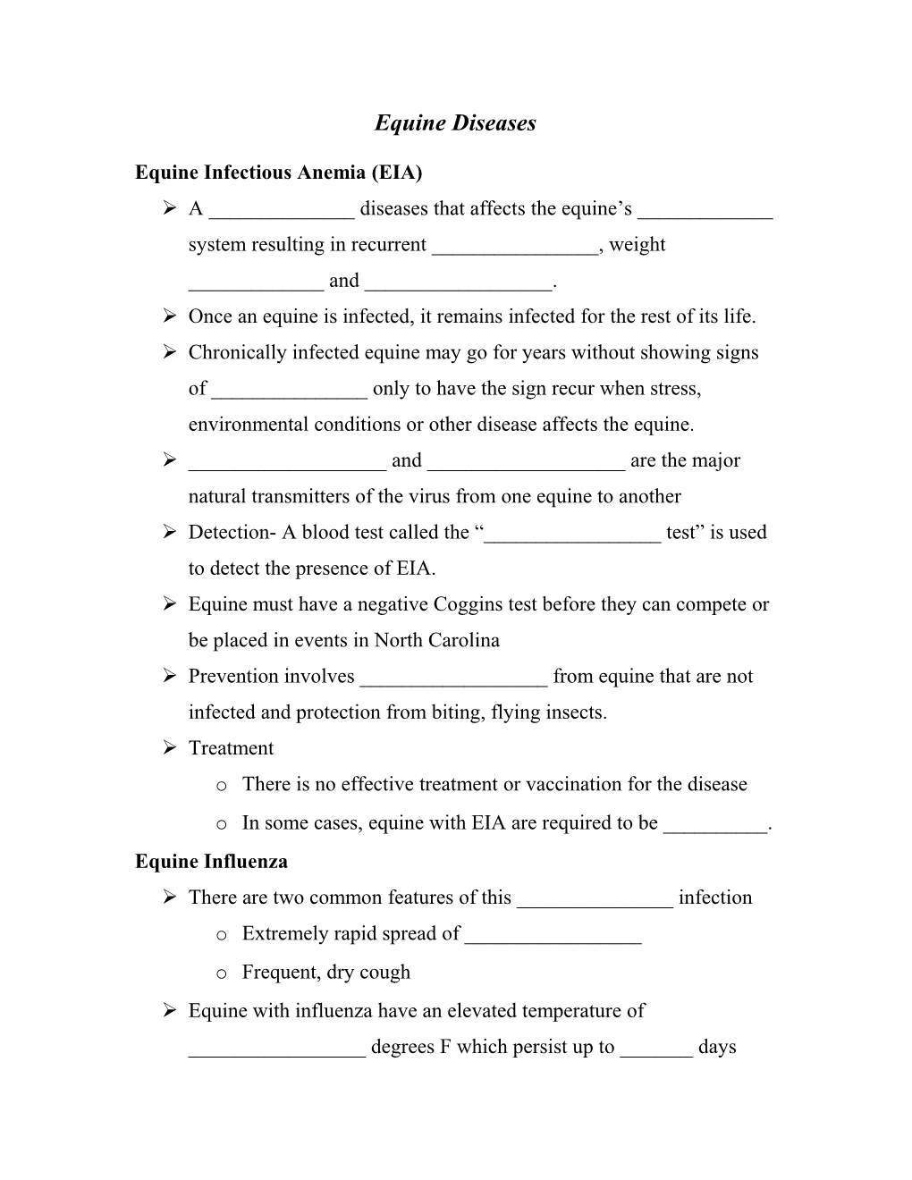 Equine Infectious Anemia (EIA)